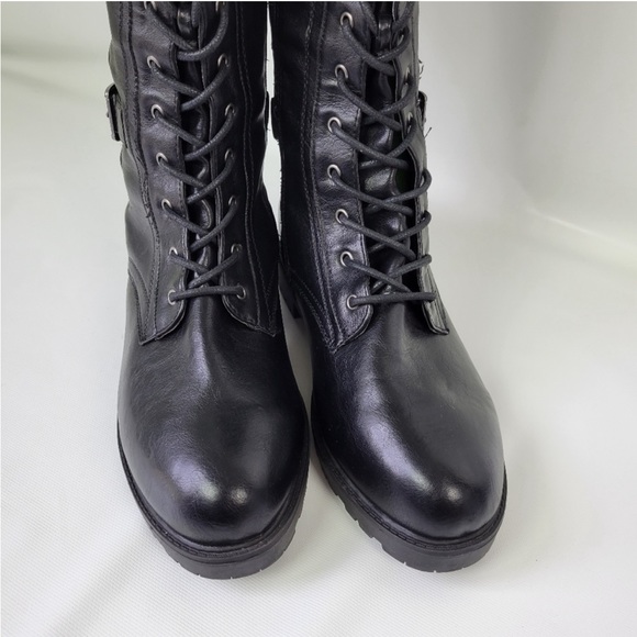 TORRID Black Faux Leather Sweater-Trimmed Knee-High Combat Boot Sz 12 - Picture 7 of 10